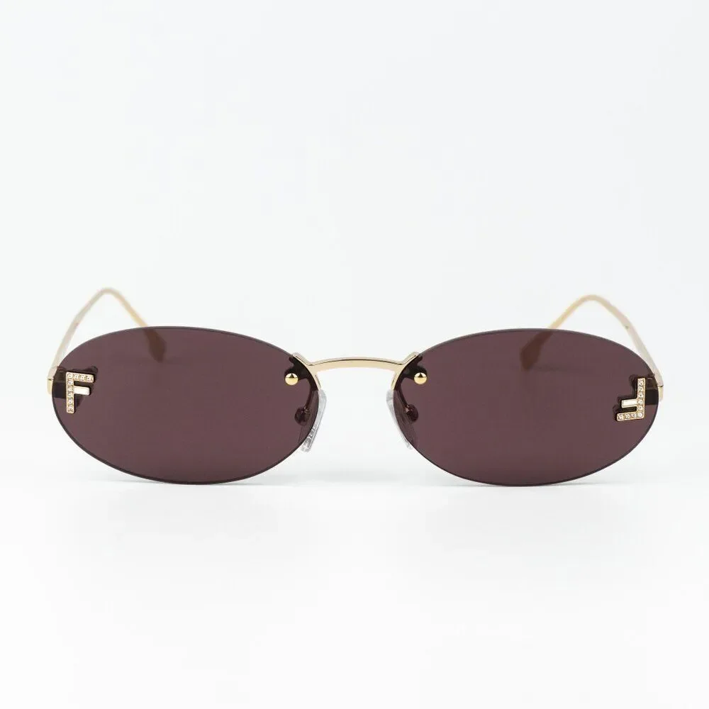 Fendi FIRST CRYSTAL Men Sunglasses Gold Violet Oval FE4075US 30Y AUTHENTIC